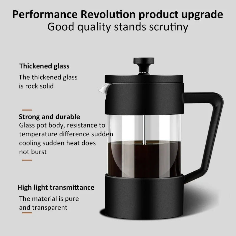 350/600/1000ML French Press Coffee Maker Pot Thickened Borosilicate Glass French Press Coffee Maker Multifunction Hand Punch Pot Peaceful Pleasures Health and Wellness
