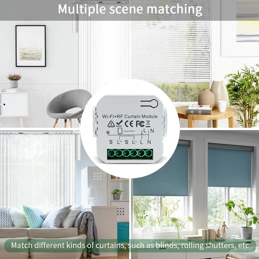 WiFi Smart Curtain Switch – Tuya, Alexa & Google 433MHz