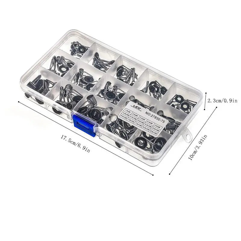 75-Piece Fishing Rod Repair Kit, Stainless Steel Ceramic Rings, Includes 15 Models, Durable Replacement Parts for Fishing Gear M Peaceful Pleasures Health and Wellness
