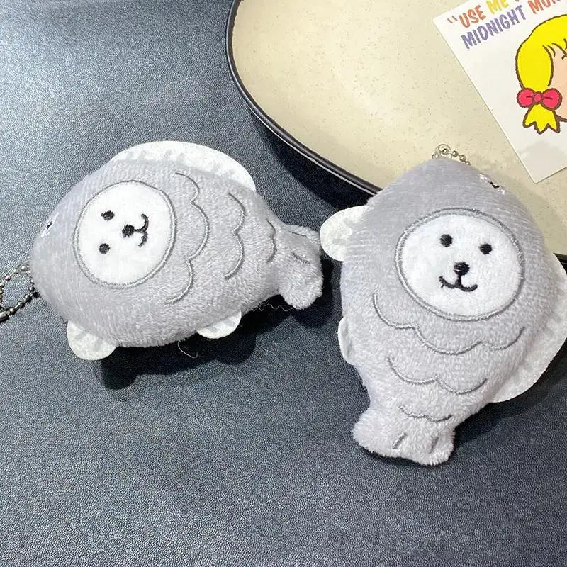 Cute Plush Fish Bear Keychain – Cartoon Doll Bag Charm Gift