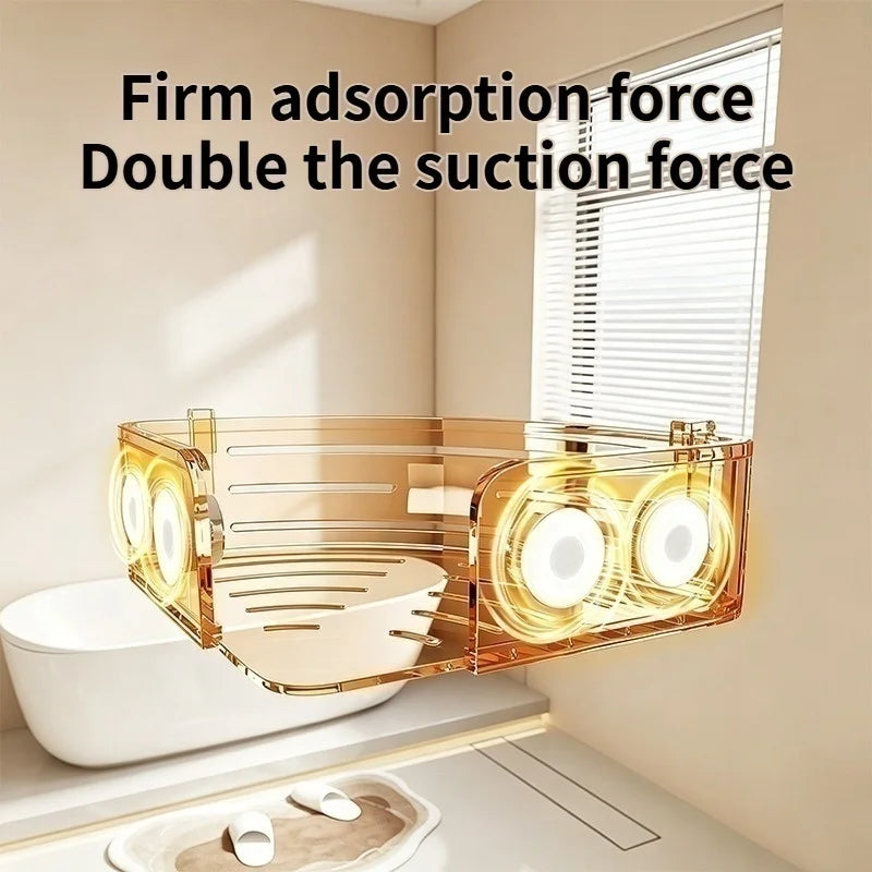 No-Drill Suction Cup Bathroom Corner Shelf | Shampoo Holder