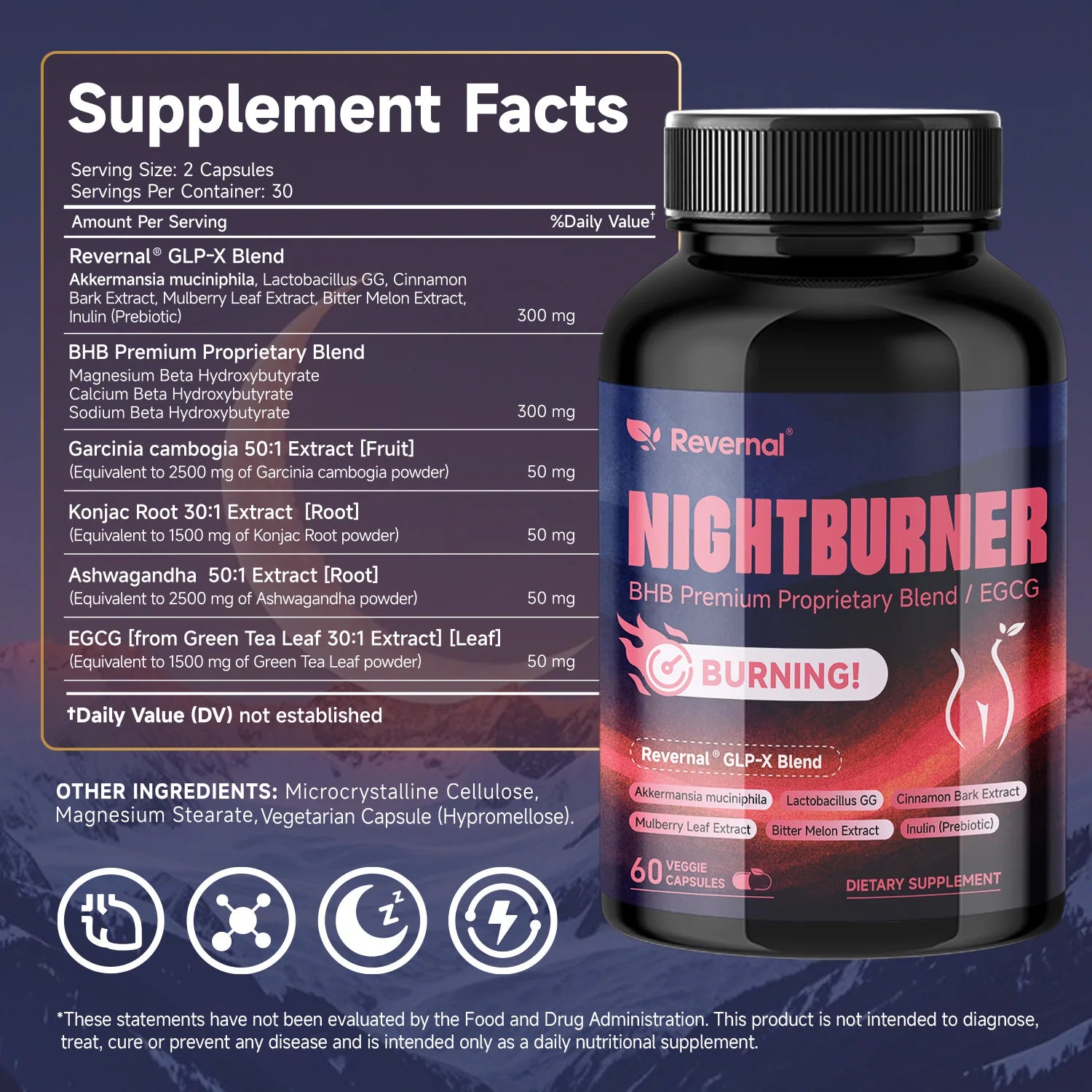 Night Time Burner Capsules – BHB, Green Tea, Apple Cider Vinegar Peaceful Pleasures Health and Wellness