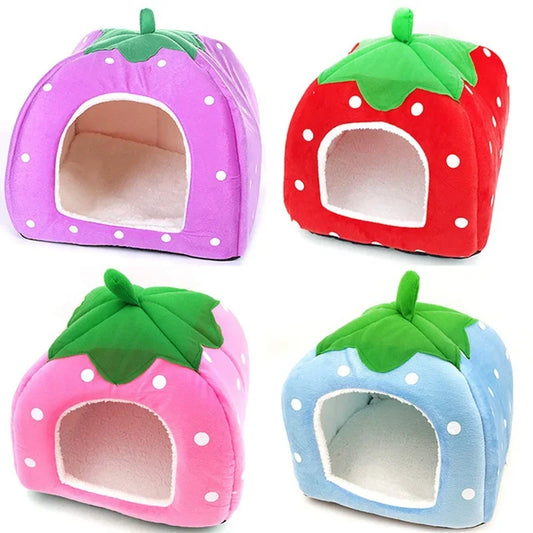 Strawberry Hamster House | Guinea Pig Hideout Cozy Cotton Hut Small Animal Hideout Peaceful Pleasures Health and Wellness