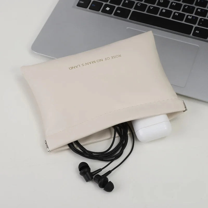 1PC Leather shrapnel storage bag, mini bag, travel makeup bag, headphone storage bag, PU coin purse Peaceful Pleasures Health and Wellness