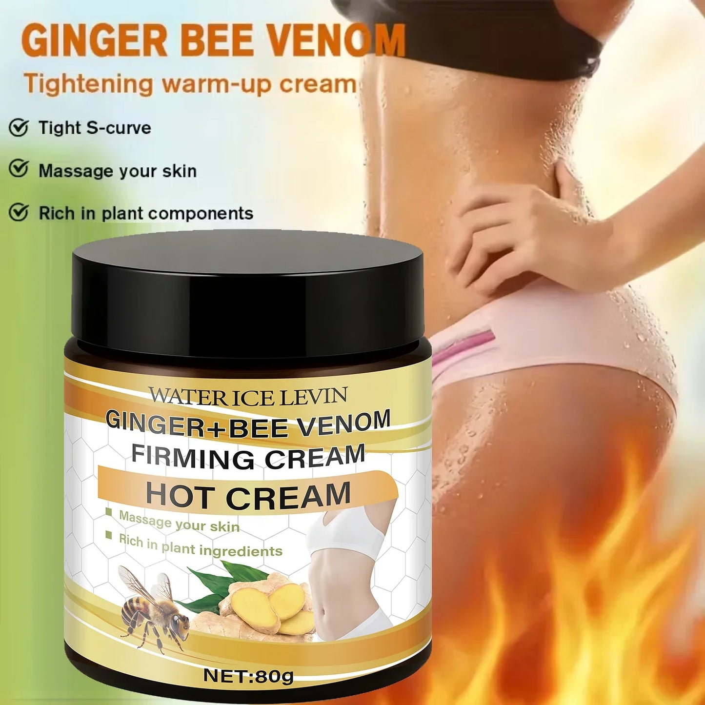 Ginger & Bee Venom Hot Firming Cream – Pre-Workout Body Lotion