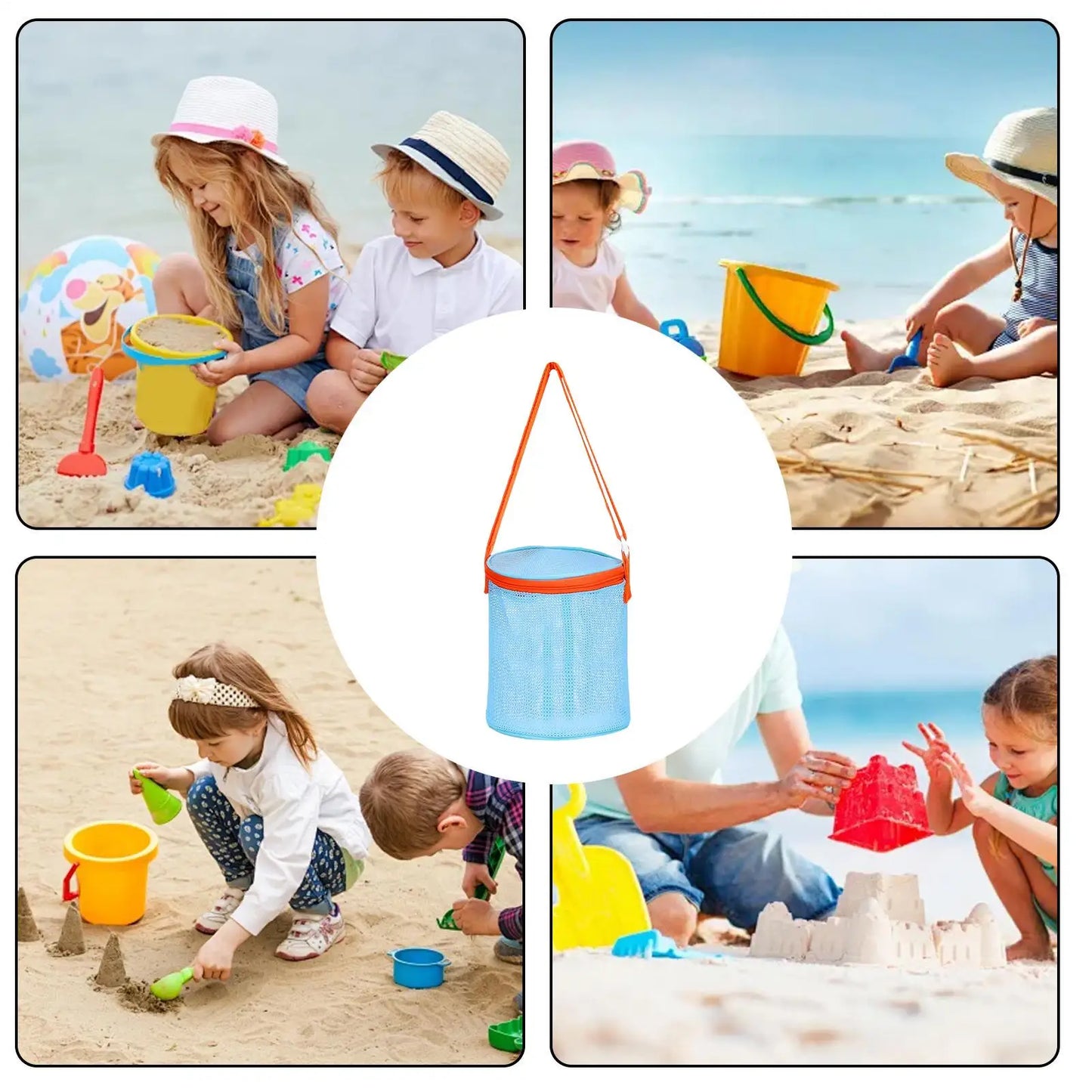 Beach Shell Bags 2-Pack | Mesh Sand Toy Storage Pouches