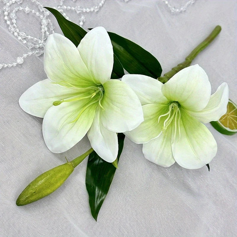 Real Touch Artificial Lily Flowers – 3 Heads Faux Lilies Decor