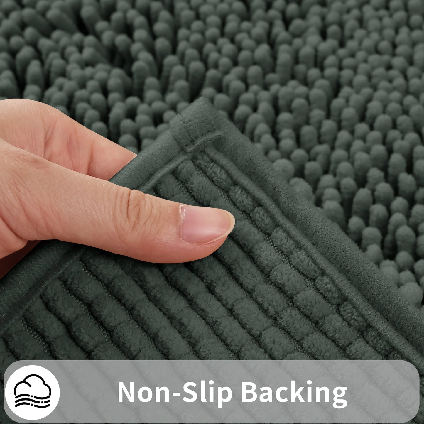 Toilet Rug U-Shaped Super Absorbent Chenille Bathroom Mats Non-Slip Backing Machine Washable For Bathrooms Floor Decoration Peaceful Pleasures Health and Wellness