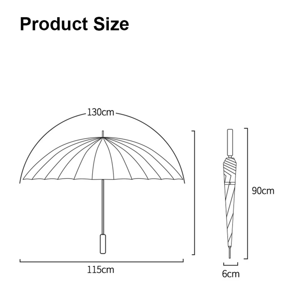 Automatic 24 Bone Umbrellas Fashion Solid-Color Reinforcement Windproof Parasols All-Weather Umbrellas For Rainy Day Peaceful Pleasures Health and Wellness