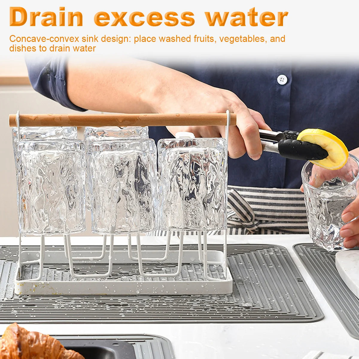 Leeseph Silicone Sink Pad, Non-Skid Counter Protector, Multipurpose Drying For Kitchen Utensils, Heat Resistant Dishwashing Mat Peaceful Pleasures Health and Wellness