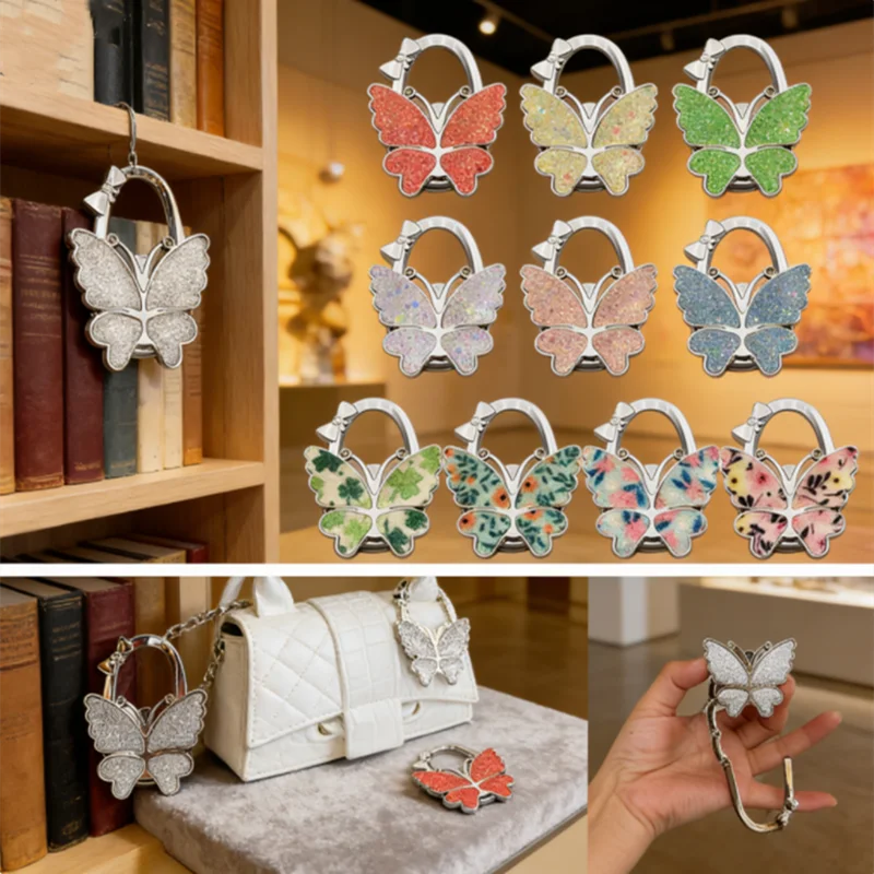 Butterfly Purse Hook – Foldable Handbag Table Hanger for Women
