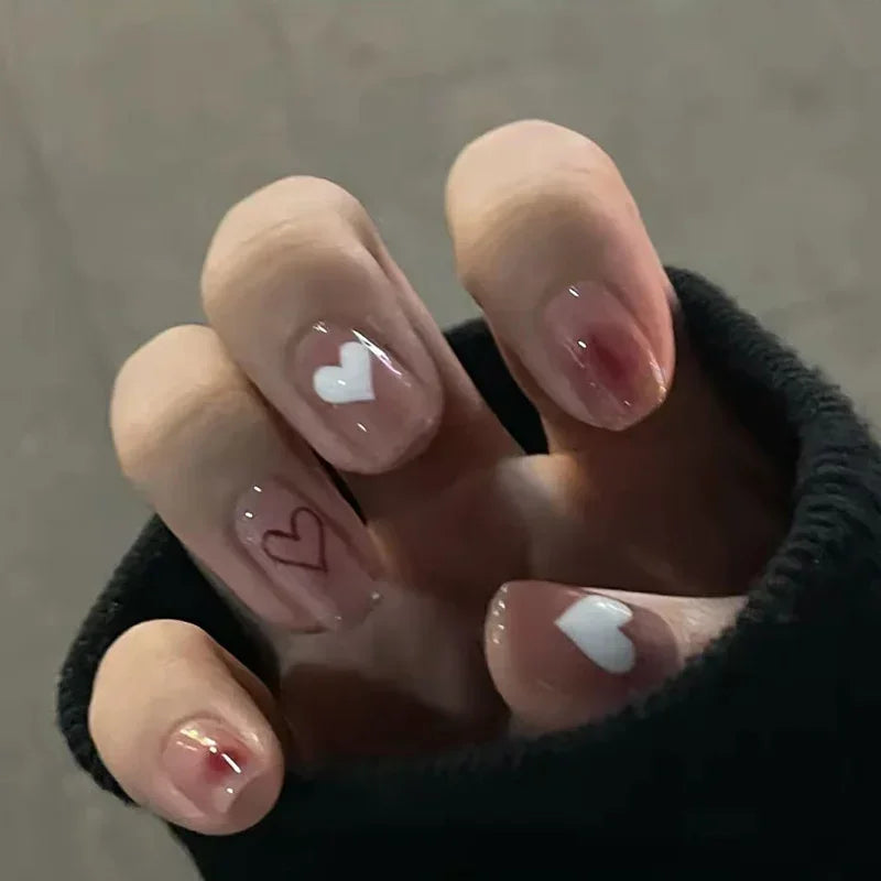 Pink Fake Nails Press on Nail Designs Art Long Tips False Forms with Glue Stick Stickers Reusable Set Acrylic Artificial Peaceful Pleasures Health and Wellness