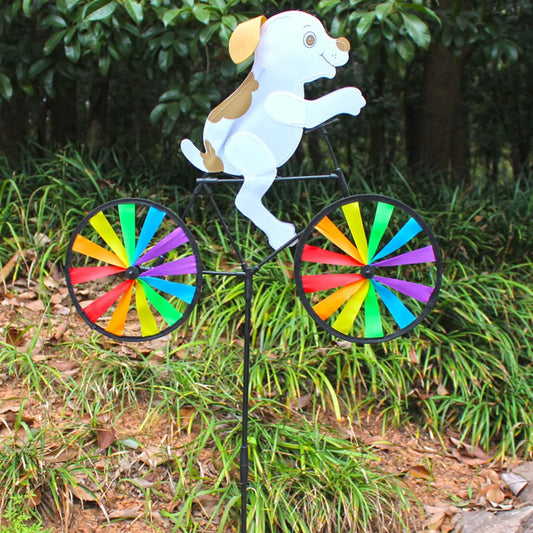 Cute 3D Animal on Bike Windmill Garden Lawn Yard Decor Wind Spinner for Holiday Garden Decoration Peaceful Pleasures Health and Wellness