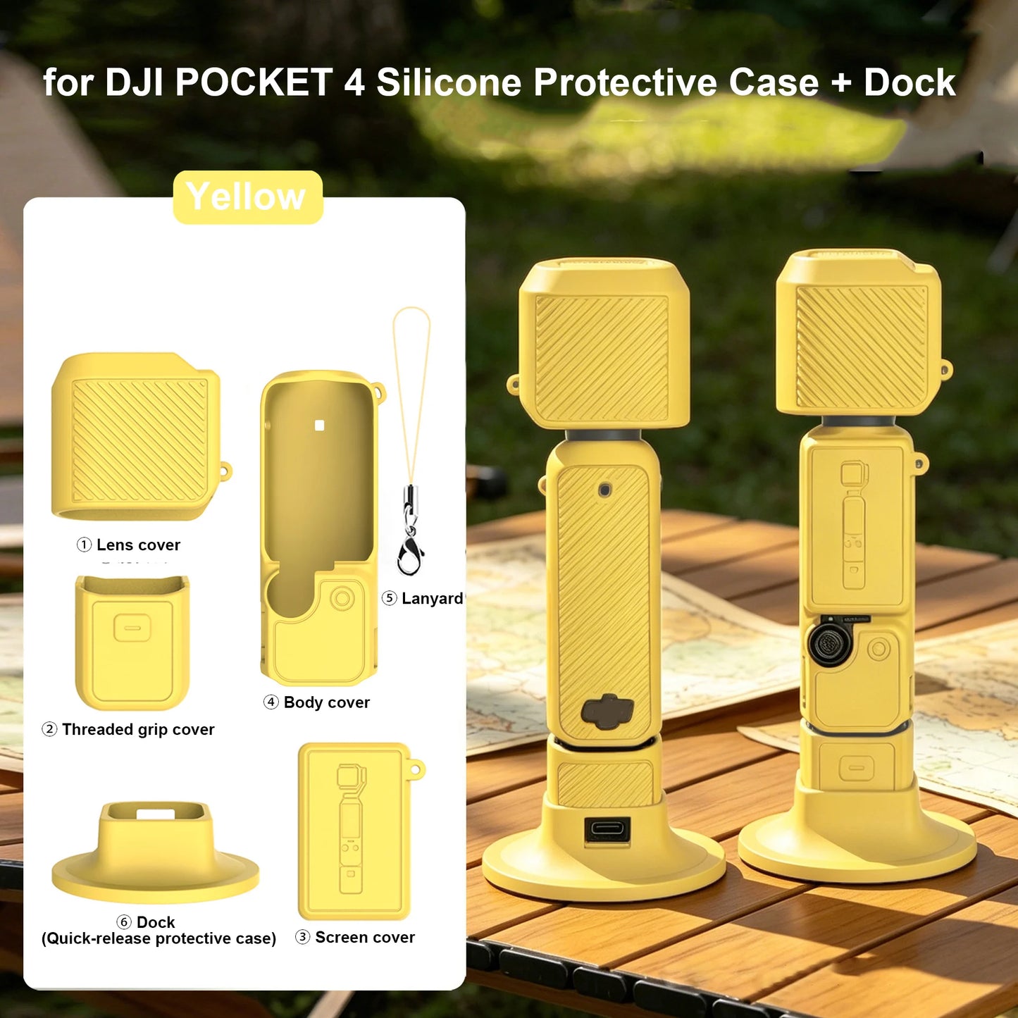 Soft Silicone Case For DJI Pocket 4 With Base Stand And Wrist Strap Thick Shockproof Cover Non-Slip Design For Secure Handling Peaceful Pleasures Health and Wellness