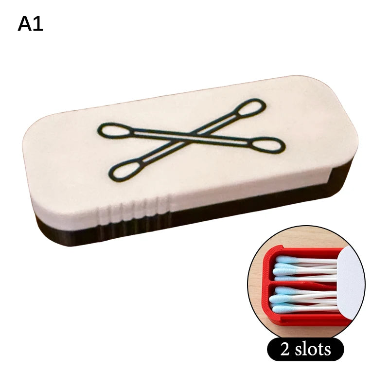 Mini Sliding Cotton Swab Storage Box – Dustproof Travel Case Swab Storage Case Peaceful Pleasures Health and Wellness A1