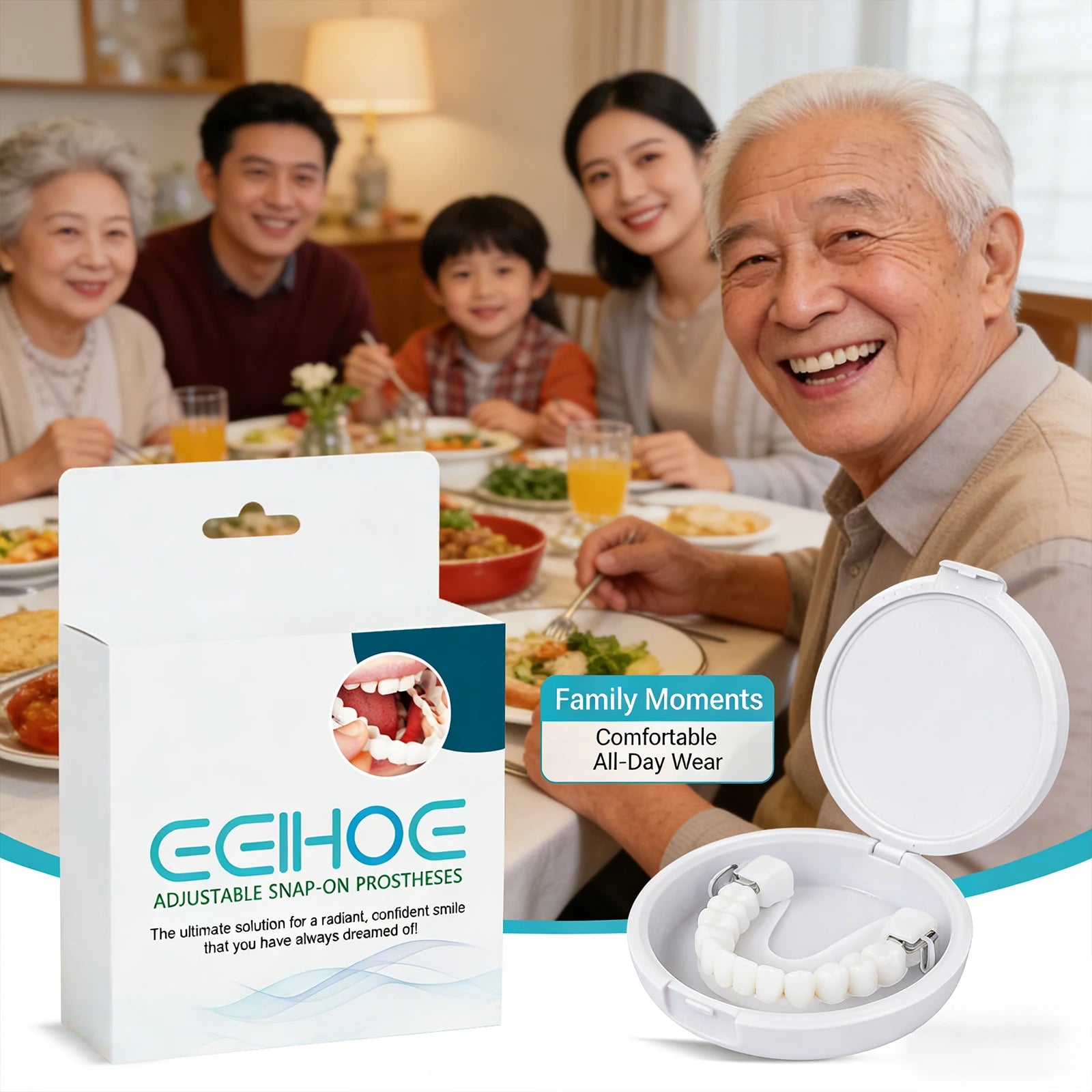 Adjustable Buckle Denture Effectively Decorate Teeth Fill Gap Correct Teeth Covering Dental Plaque Adjustable Snap-On Prostheses Peaceful Pleasures Health and Wellness