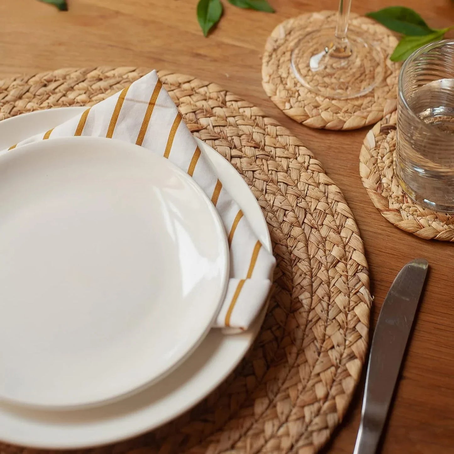 Pot Mats Round Handwoven Rattan Placemats Natural Straw Braided Heat Resistant Table Place Mats For Dining Home Wedding Decor Peaceful Pleasures Health and Wellness
