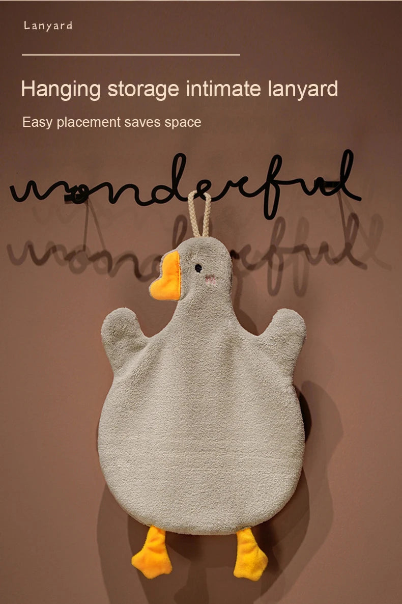 Cartoon Goose Hand Towel – Hanging, Absorbent Kitchen & Bath