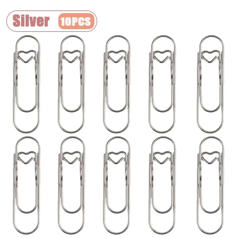 Heart Shaped Metal Pen Clips & Bookmark Holders for Notebooks