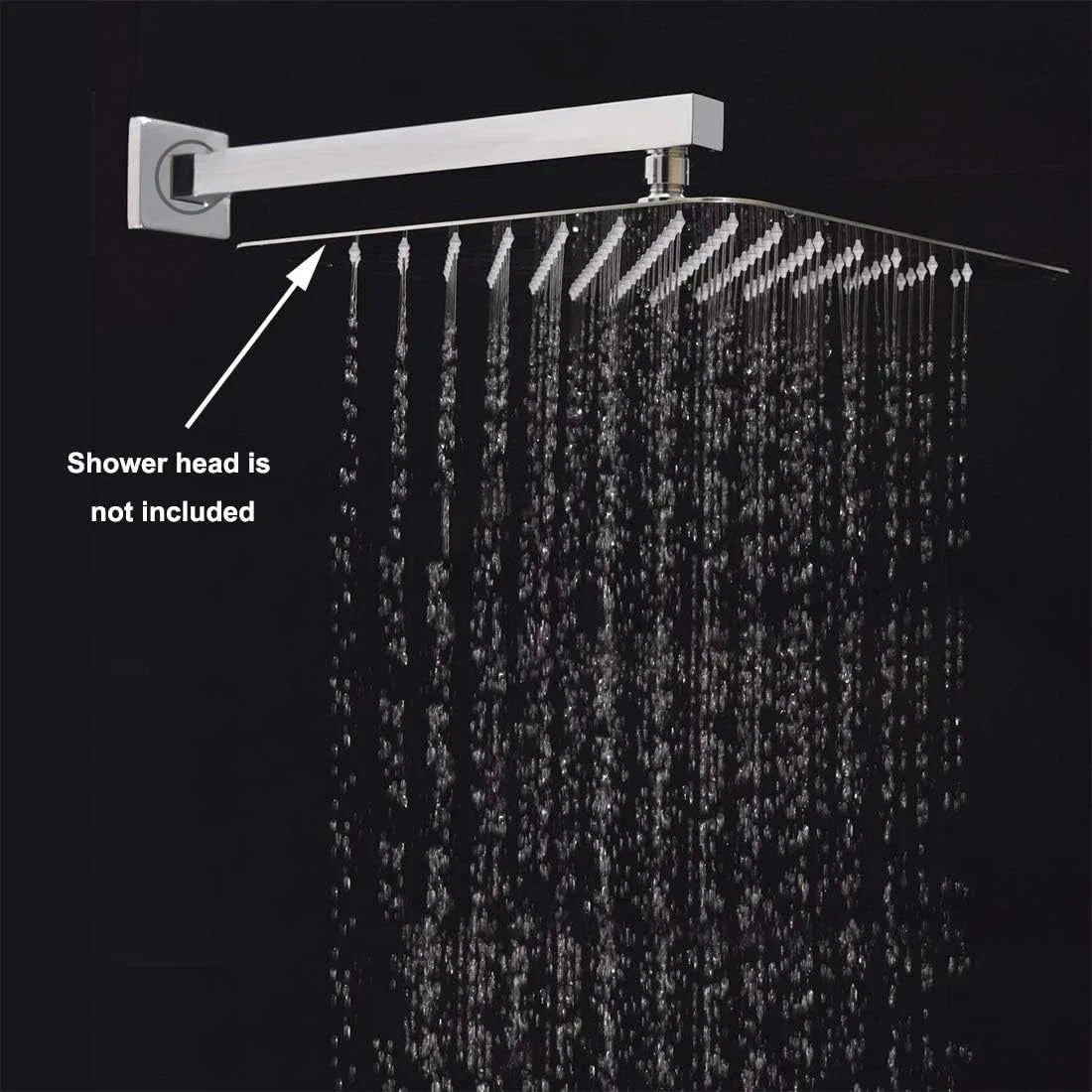 Wall-Mounted 304 Stainless Steel Shower Arm 30/40CM | Black & Silver