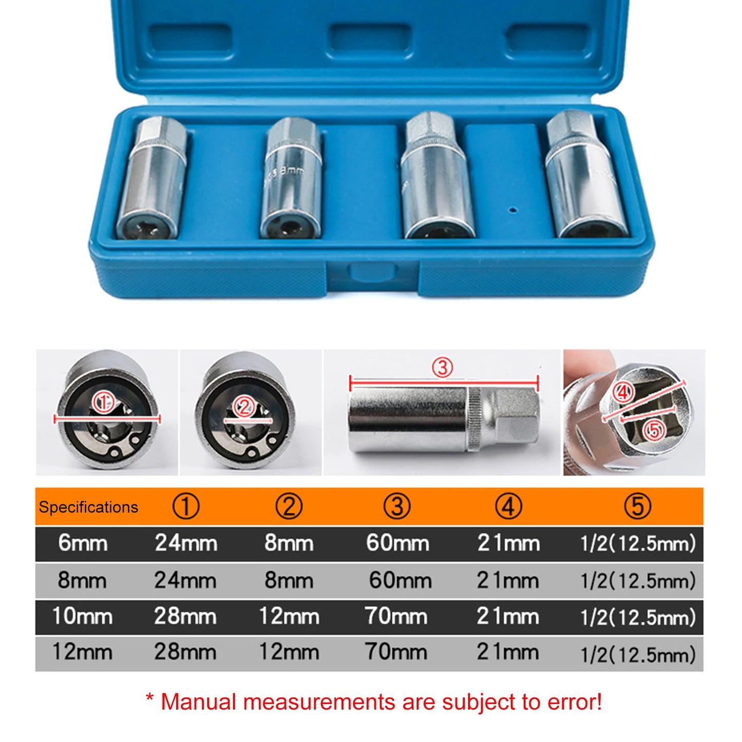 4 Pieces Stud Extractor Set Broken Stud Removal Socket Metric Stud Remover Tool Stud Puller Sockets 6/8/10/12mm Peaceful Pleasures Health and Wellness