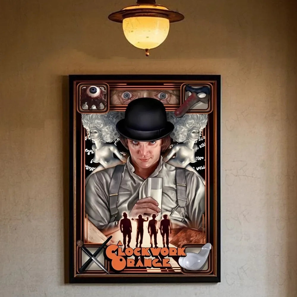 A Clockwork Orange Retro Movie Canvas Wall Art Poster | Unframed