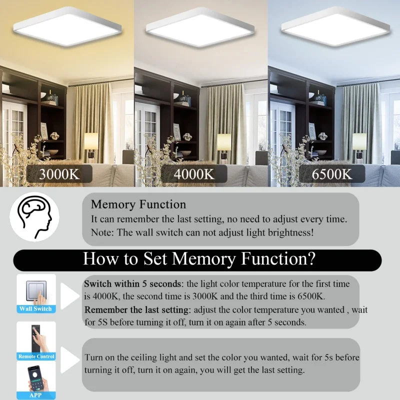 Square Ultrathin LED Ceiling Light 24W 36W – Dimmable Modern
