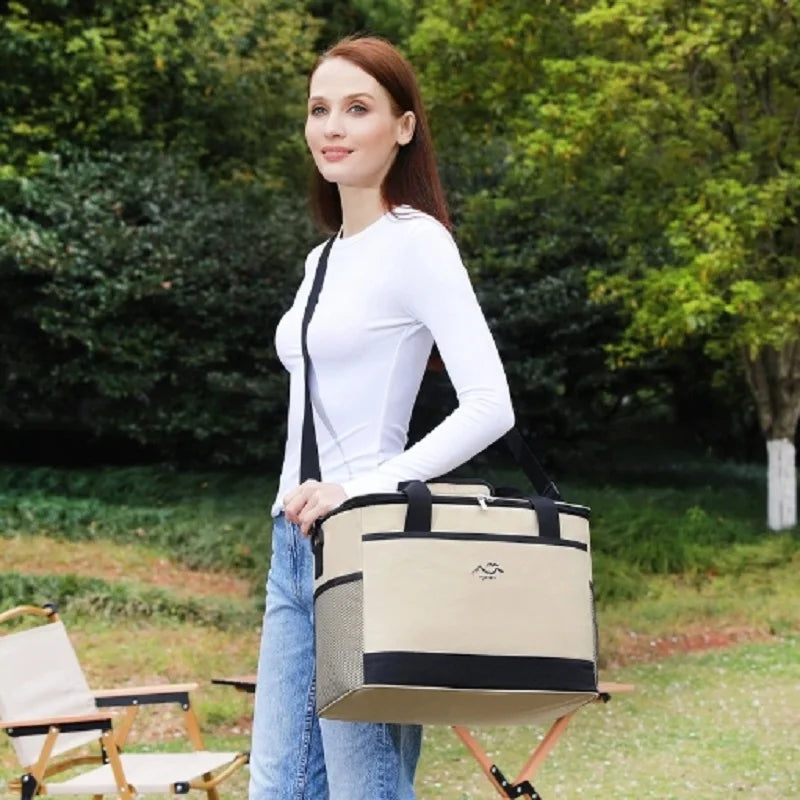 Large-Capacity Square Ice Packs Minimalist Insulated Lunch Box Bag Crossbody Fresh-Keeping Picnic Bag for Outdoor Use Peaceful Pleasures Health and Wellness