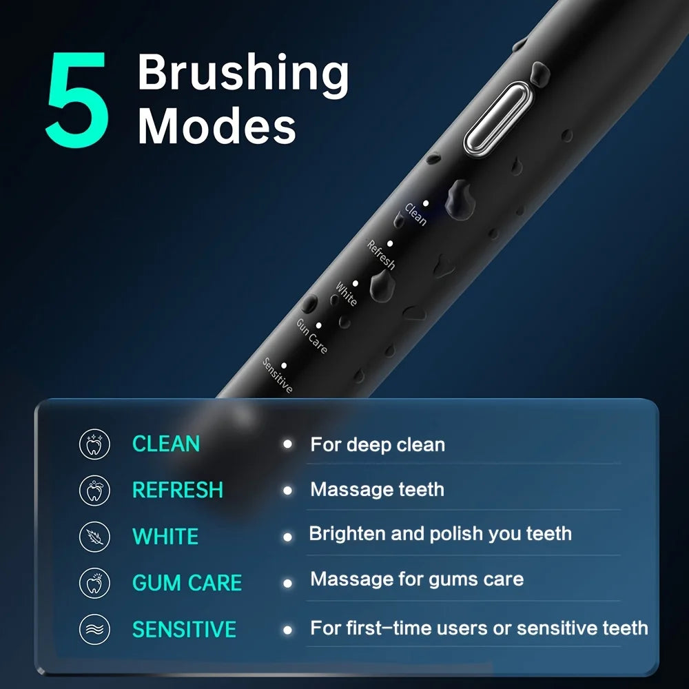 Adult Electric Toothbrush Set – 7 Heads & Wireless Charging