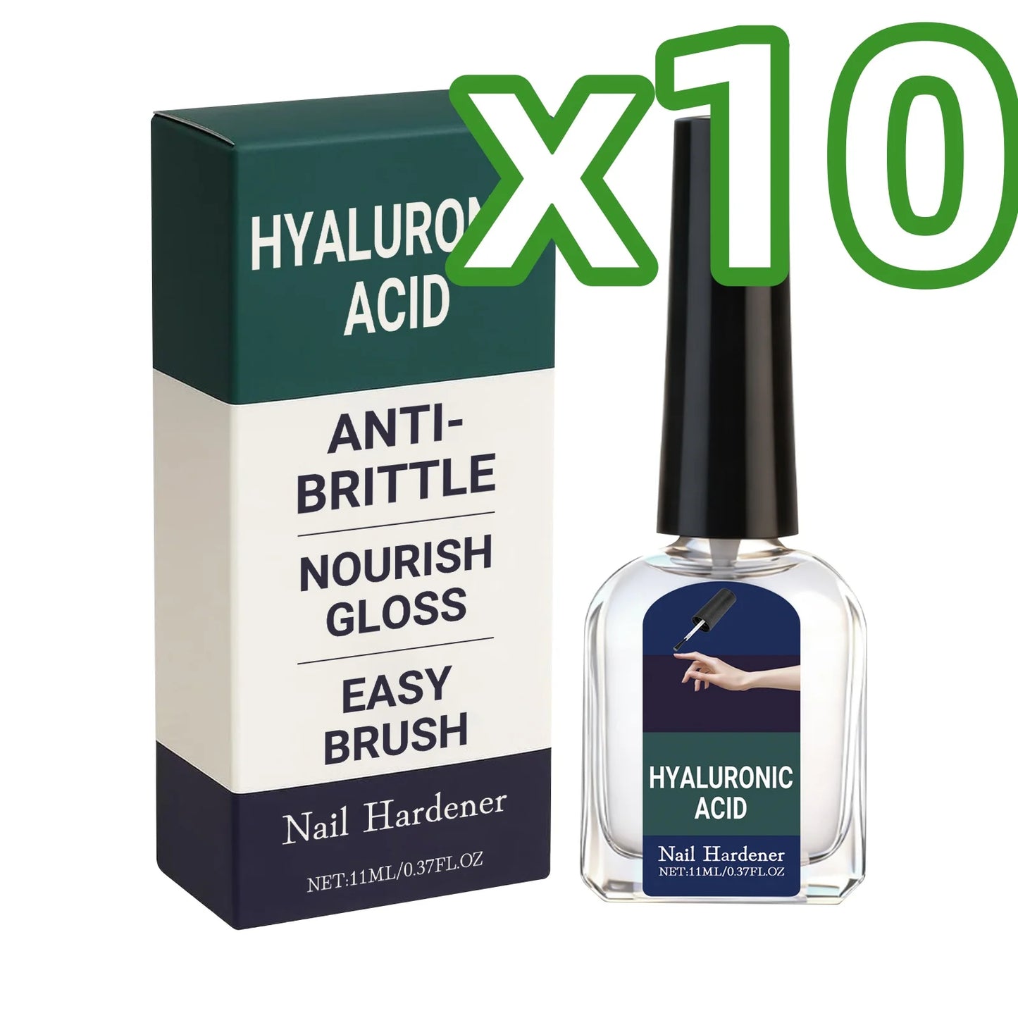Hyaluronic Acid Nail Strengthening Drops Nourish Brittle Hands Feet Nails Repair Breakage Boost Nails Gloss Growth Nail Hardener Peaceful Pleasures Health and Wellness 11ml Boxed x10PCS