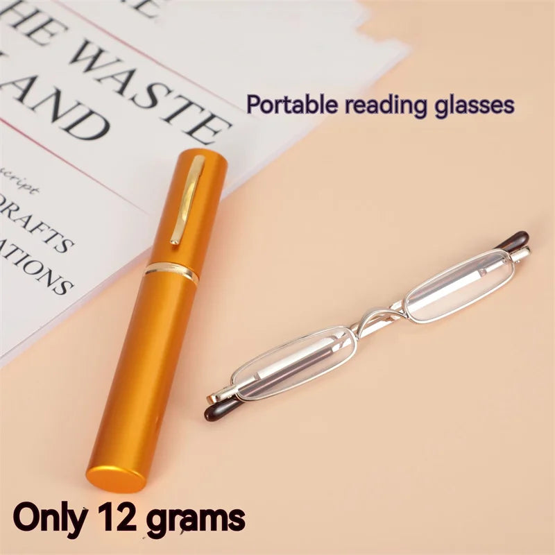 Penholder Presbyopic Glasses, Portable High-Definition Elderly Glasses, Fashionable and Wear-Resistant Metal Frame Peaceful Pleasures Health and Wellness