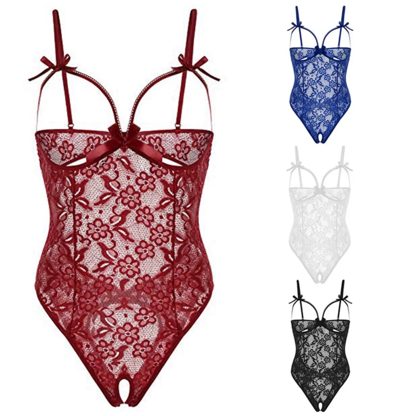 Women's Sheer Lace Babydoll Lingerie Set – S to XXL