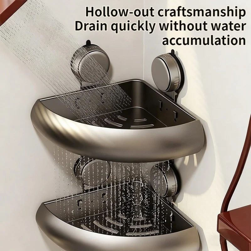 No-Drill Suction Cup Shower Shelf | Aluminum Bathroom Rack