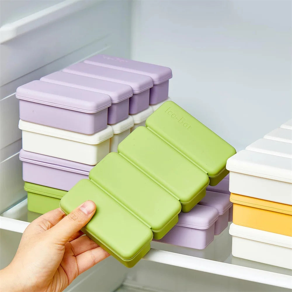 4 grids Silicone Ice Cubes Trays With Lid Homemade Popsicle Mould Food Freezing Container for Freezer Molds for Soups and Sauces Peaceful Pleasures Health and Wellness