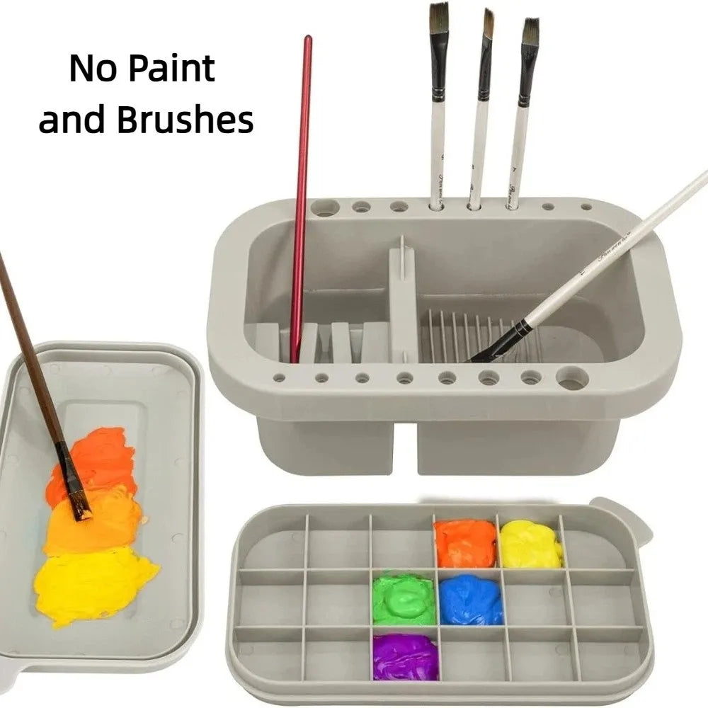 Multifunctional Brush Washer Bucket Portable Handheld Brush Cleaning Tool with Palette Lid Easy To Clean Painting Brush Holder Peaceful Pleasures Health and Wellness Style B