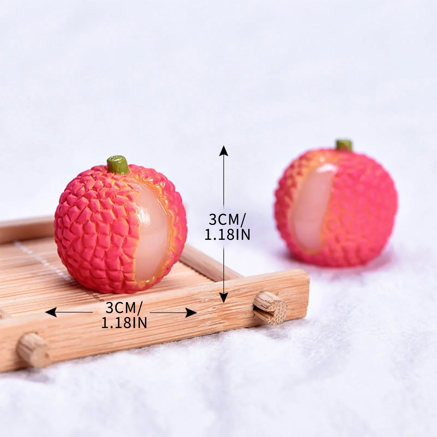 Miniature Resin Fruit Figurines – Litchi & Strawberry Desk Decor