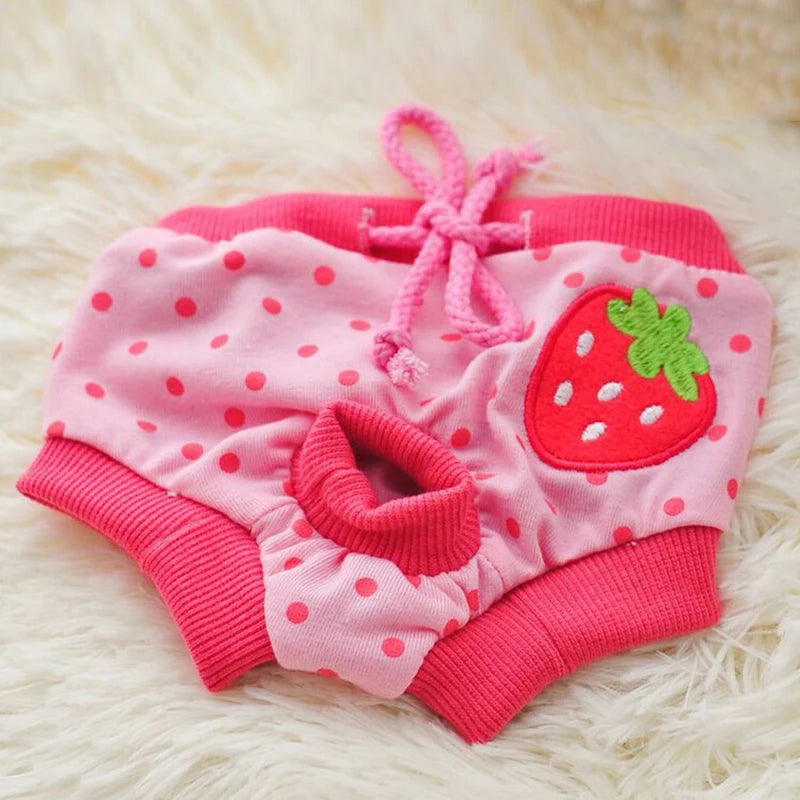 Pet Dog Shorts Sanitary Physiological Pants Cute Fruit Print Diaper Dog Shorts Washable Female Dog Panties Underwear Briefs DC05 Peaceful Pleasures Health and Wellness