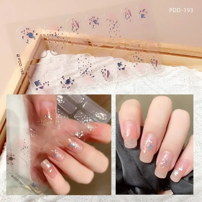 Self Adhesive Sparkling Glitter Full Cover Designer Art Nail Decoration Fashion Manicure Nail Stickers Peaceful Pleasures Health and Wellness PDD-193