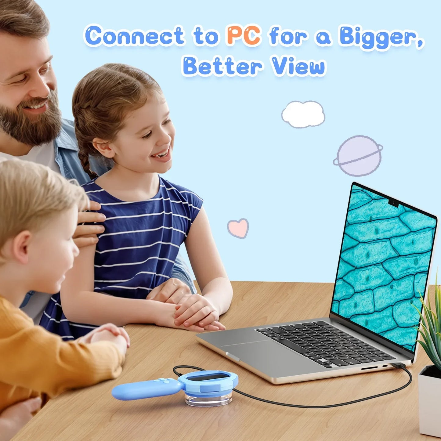 Kids Digital Microscope 1000X Handheld – 2" IPS STEM Toy