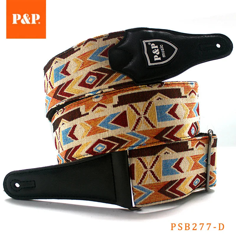 P&p Adjustable Embroidered Cotton Guitar Strap Widening Thickening