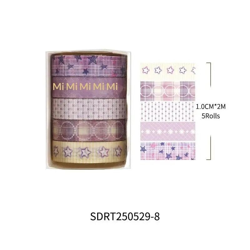 5-Pack Cherry Star Cartoon Washi Tape for Journals & Planners