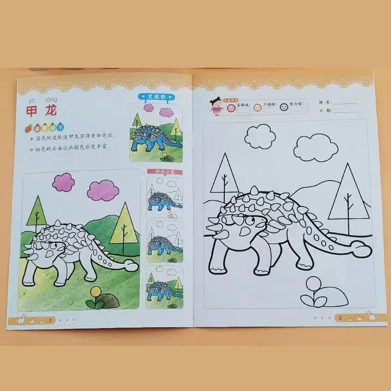 8 Books Coloring Book Adults Children Dinosaurs Young Relieve Stress