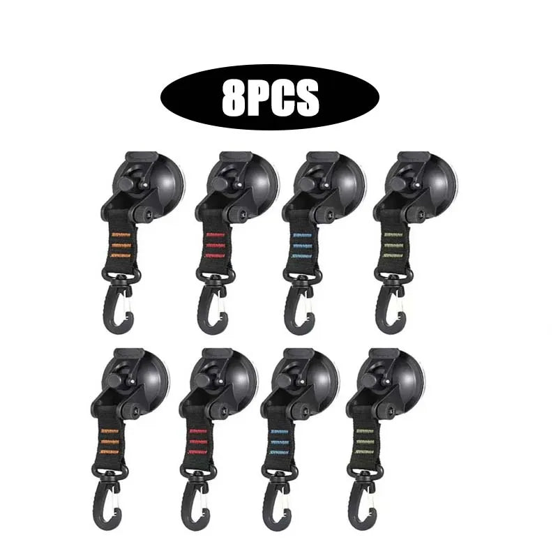 Car Tent Suction Cup Hooks | Camping Awning Buckle Clips 4-Pack