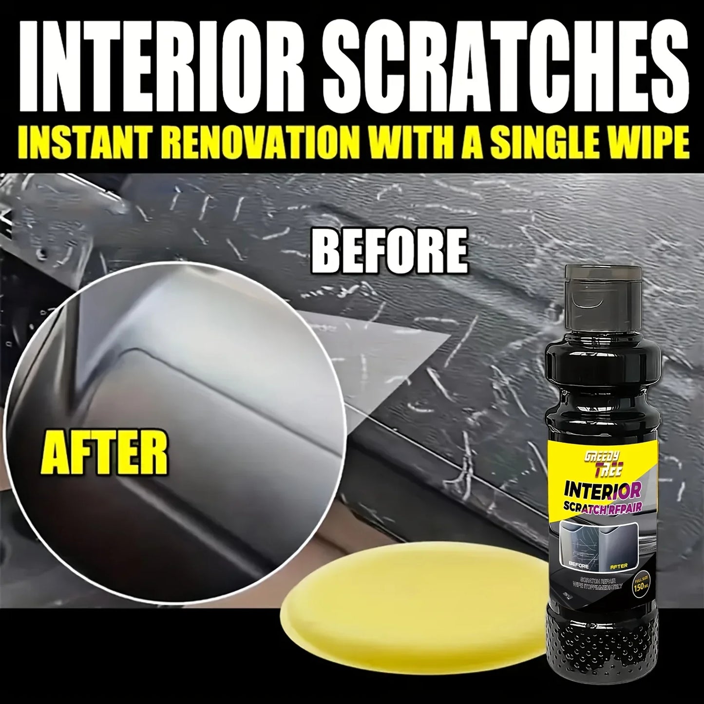 Car Interior Plastic Restorer & Scratch Repair Wax Kit