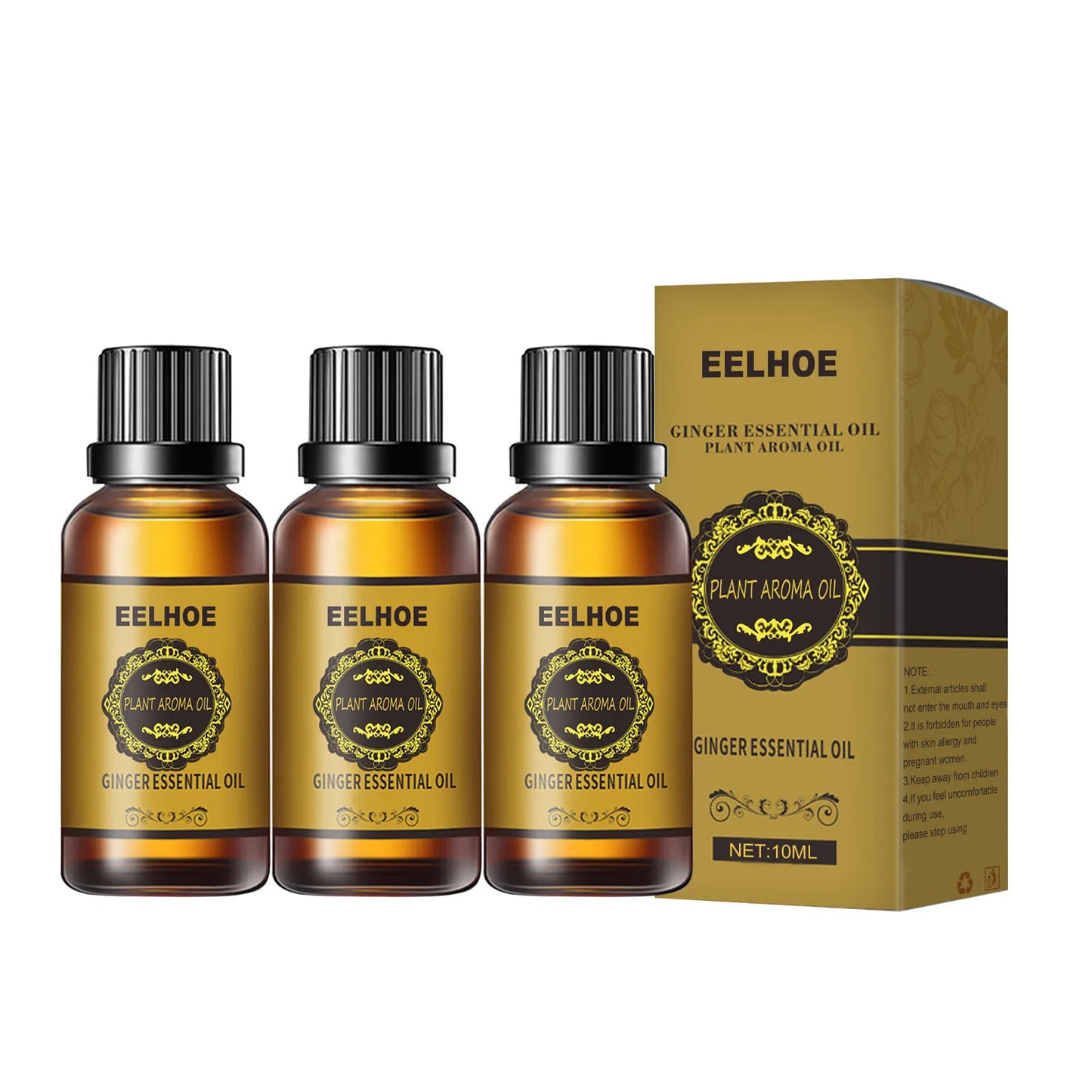 EELHOE Ginger Essential Oil – Slimming & Lymphatic Drainage Massage Oil Essential Oil Peaceful Pleasures Health and Wellness 10mlx3pcs ginger essential oil Ginger