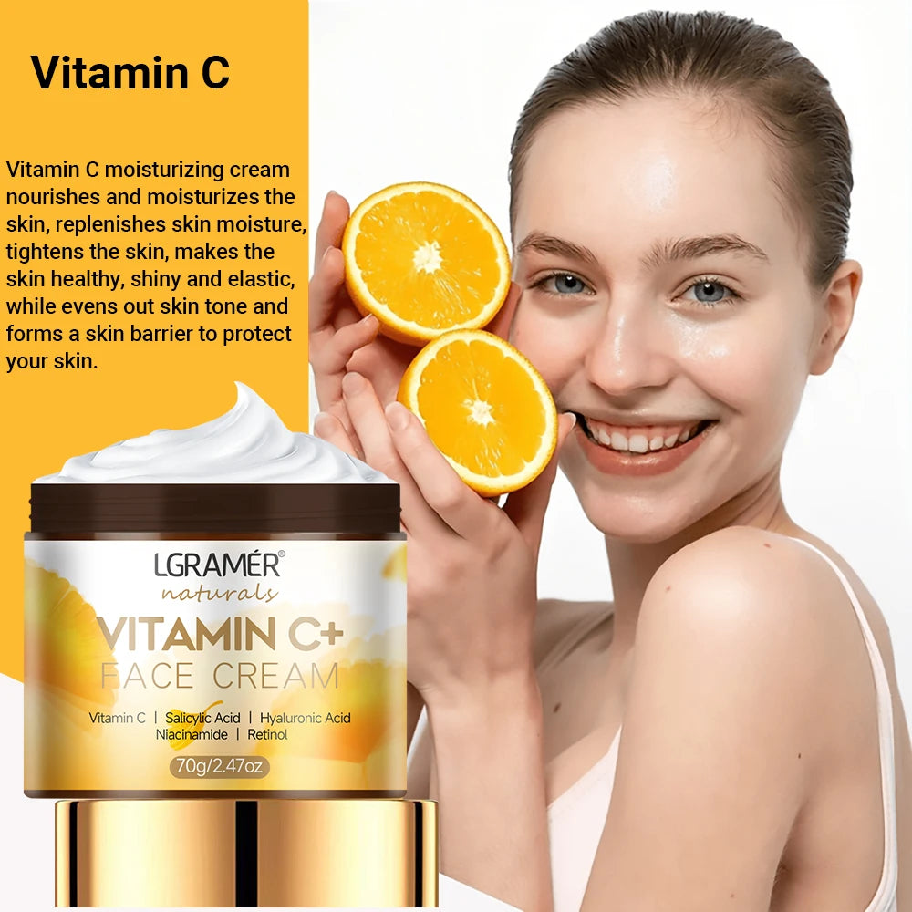 Vitamin C Face Cream Retinol Smooth Wrinkle Moisturizing Firming Hyaluronic Lightening Repairing Smooth Skincare Whitening Cream Peaceful Pleasures Health and Wellness
