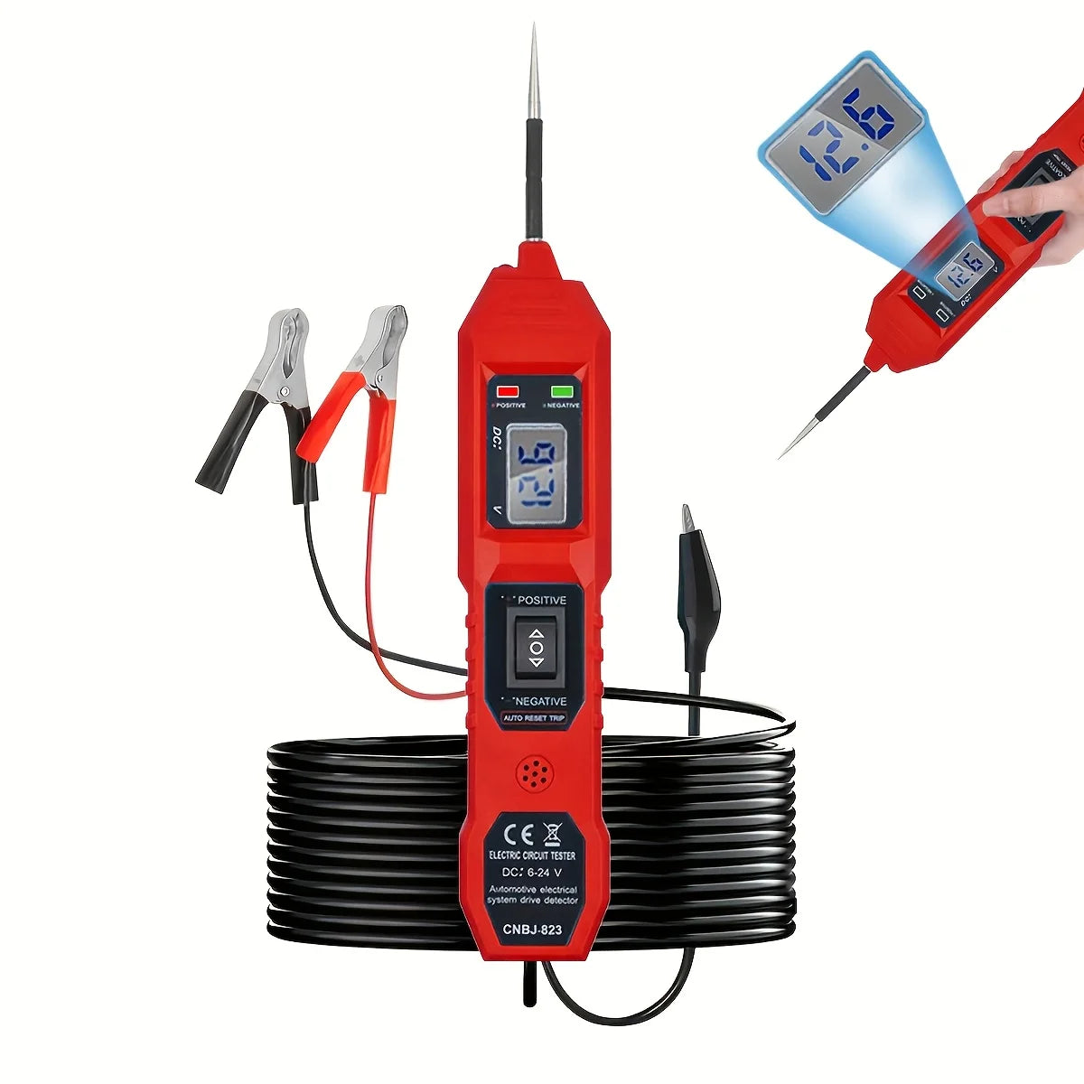Smart Car Circuit Tester | LED Display | 3.5–36V DC Peaceful Pleasures Health and Wellness Red