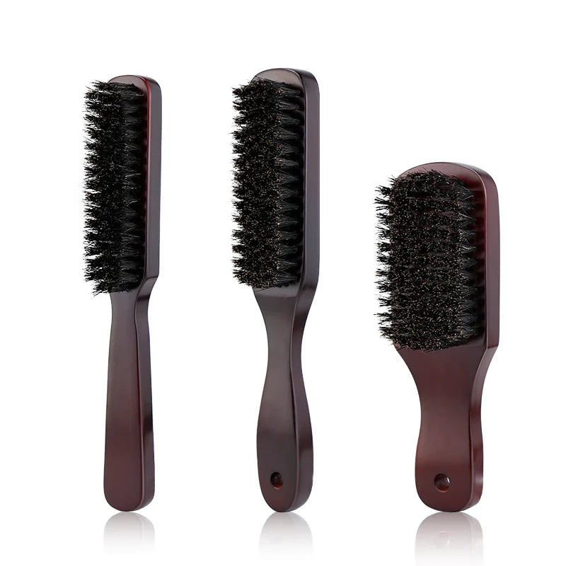 Hair Brush Wood Handle Boar Bristle Beard Comb Styling Detangling Straighten Brown Boar Bristles Massage Comb Peaceful Pleasures Health and Wellness