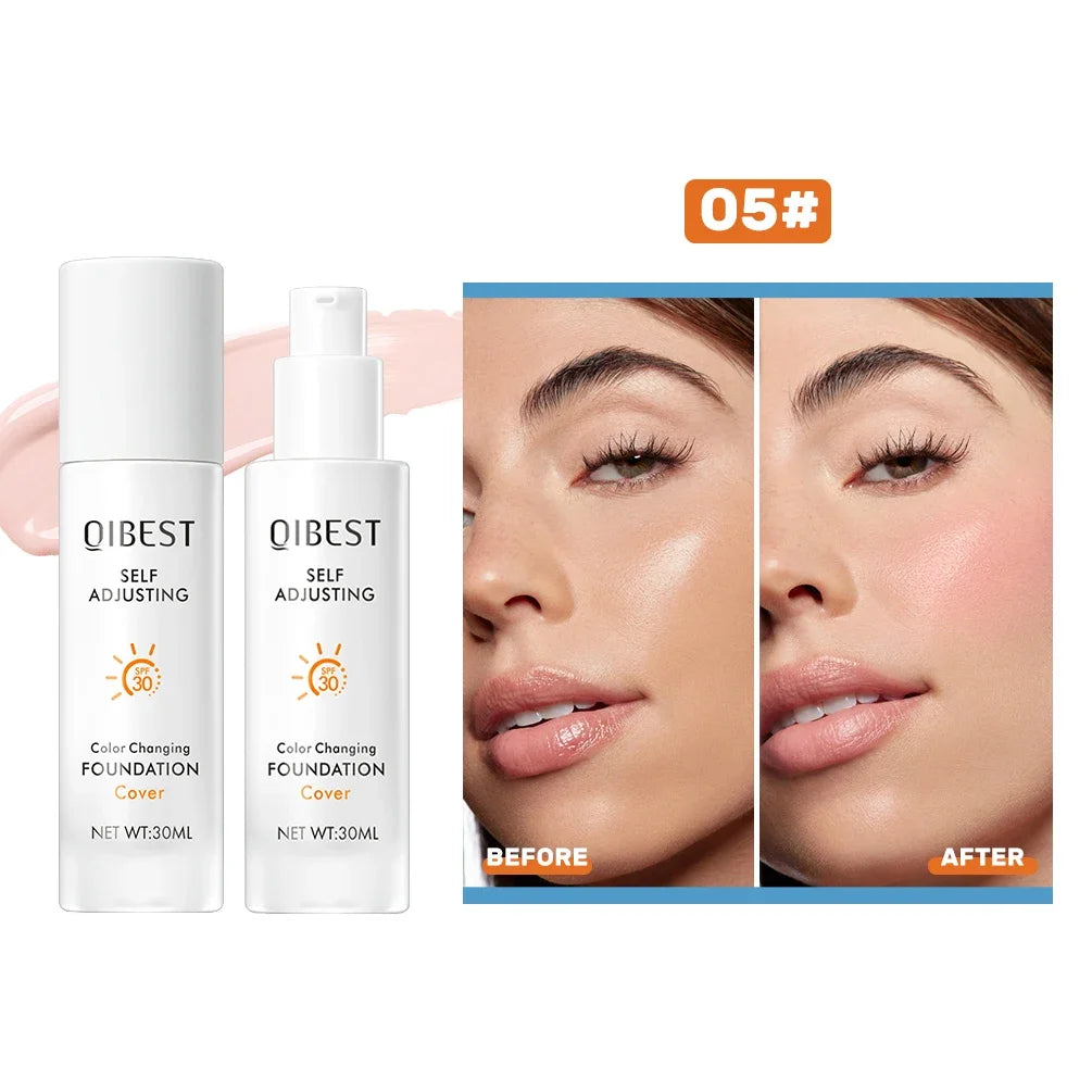 QIBEST Liquid Foundation Hydrating Medium Full Coverage Concealer SPF 30+ Long Wearing Waterproof Foundation Natural Makeup Peaceful Pleasures Health and Wellness Blush 05