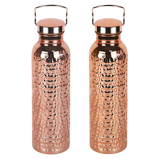 800ML Copper-Plated Stainless Steel Water Bottle | Hammer Pattern Sports Water Bottle Peaceful Pleasures Health and Wellness